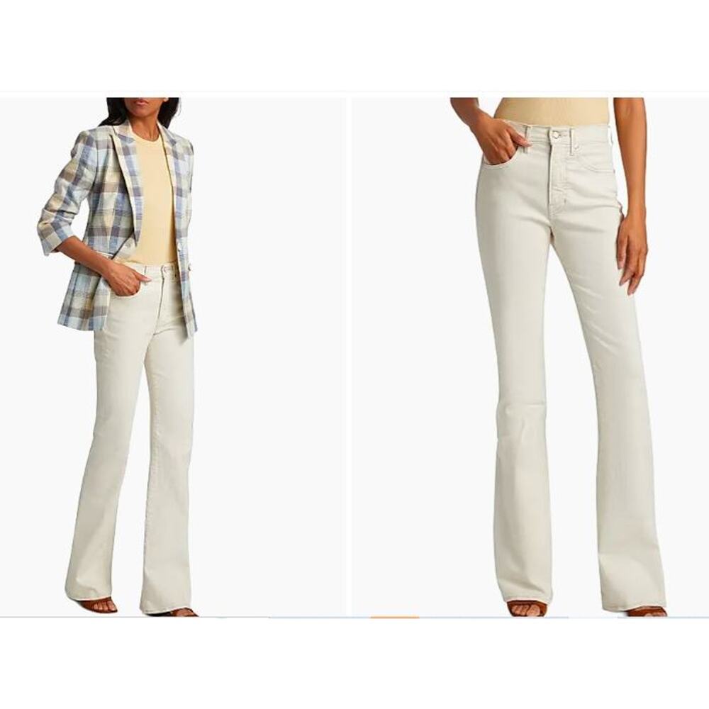 Veronica Beard Beverly High Rise Skinny Flare Jeans 26 NWT 298 ECRU IRRG - Picture 4 of 13